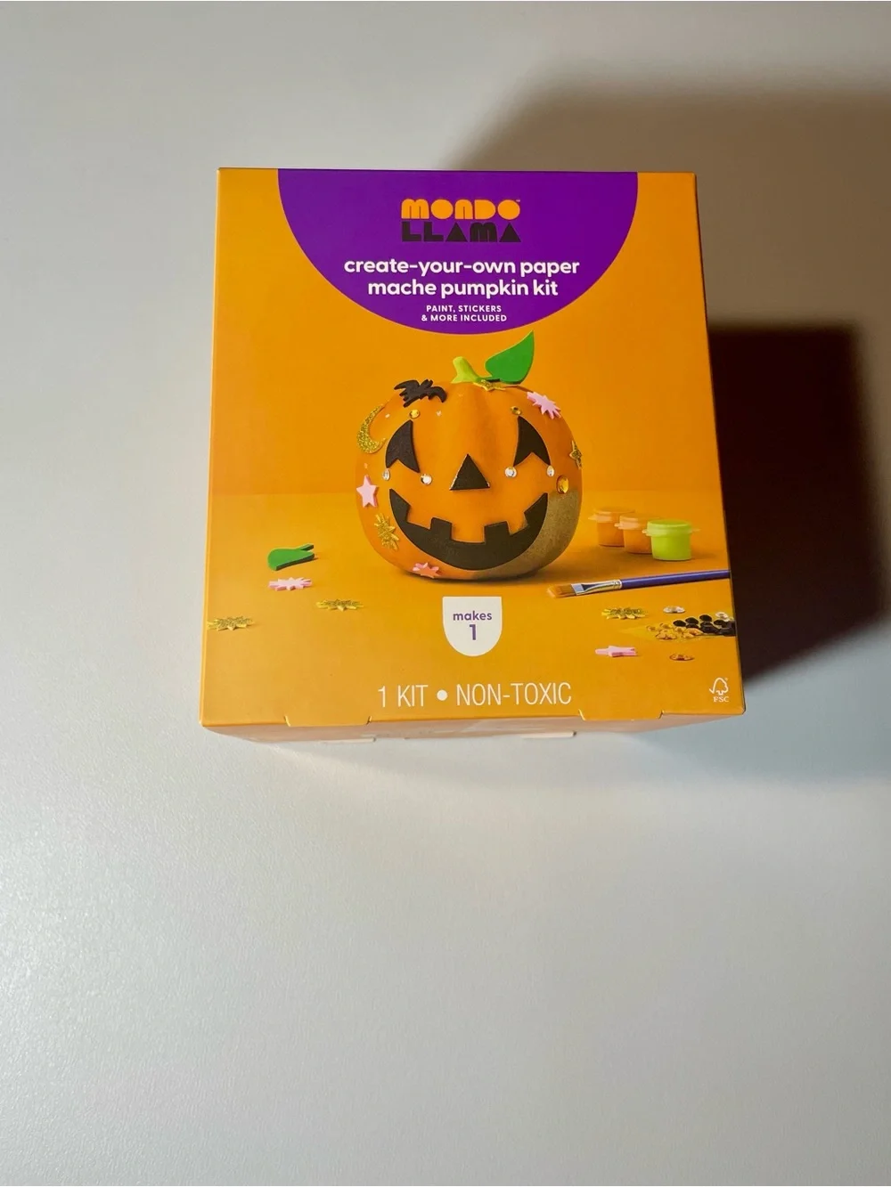 Mondo Llama Create-Your-Own Paper Mache Pumpkin Kit - Orange New Sealed DIY Art